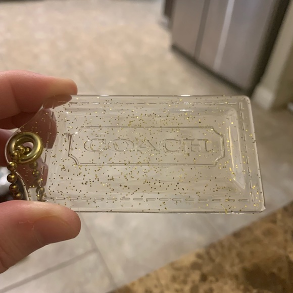 Coach Handbags - New rare clear gold glitter COACH XL hangtag with chain.